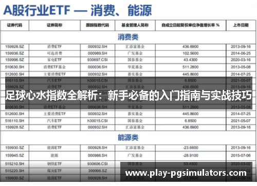 足球心水指数全解析：新手必备的入门指南与实战技巧